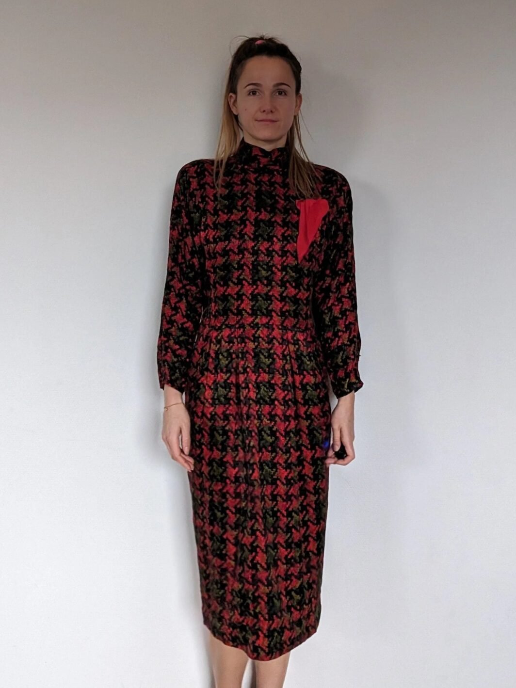 1980s Hans Eras Silk Plaid Dress | Size 38 | Excellent Condition