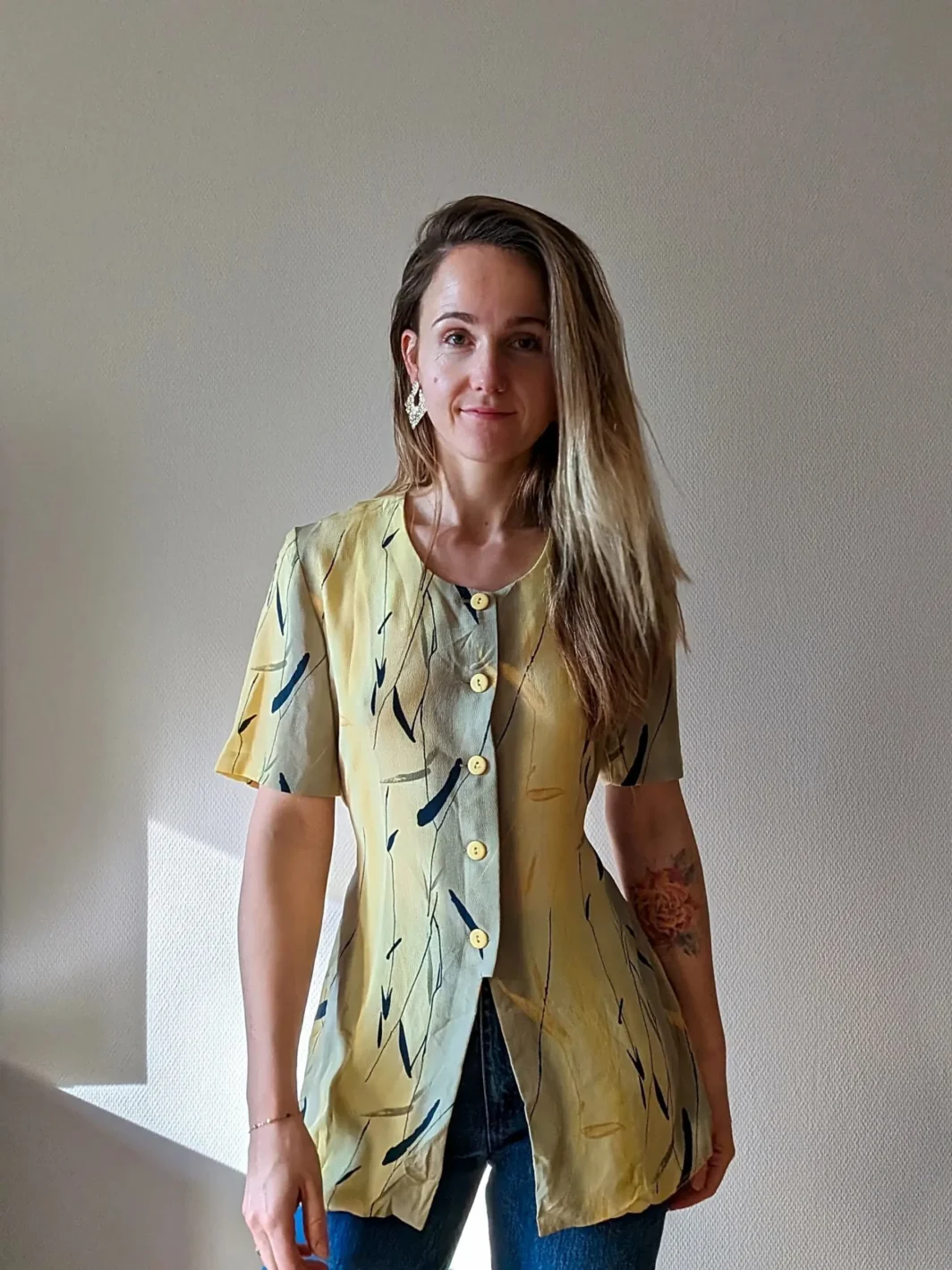 Late 80s Charles Laurent Yellow Blouse | French-Made | Size M