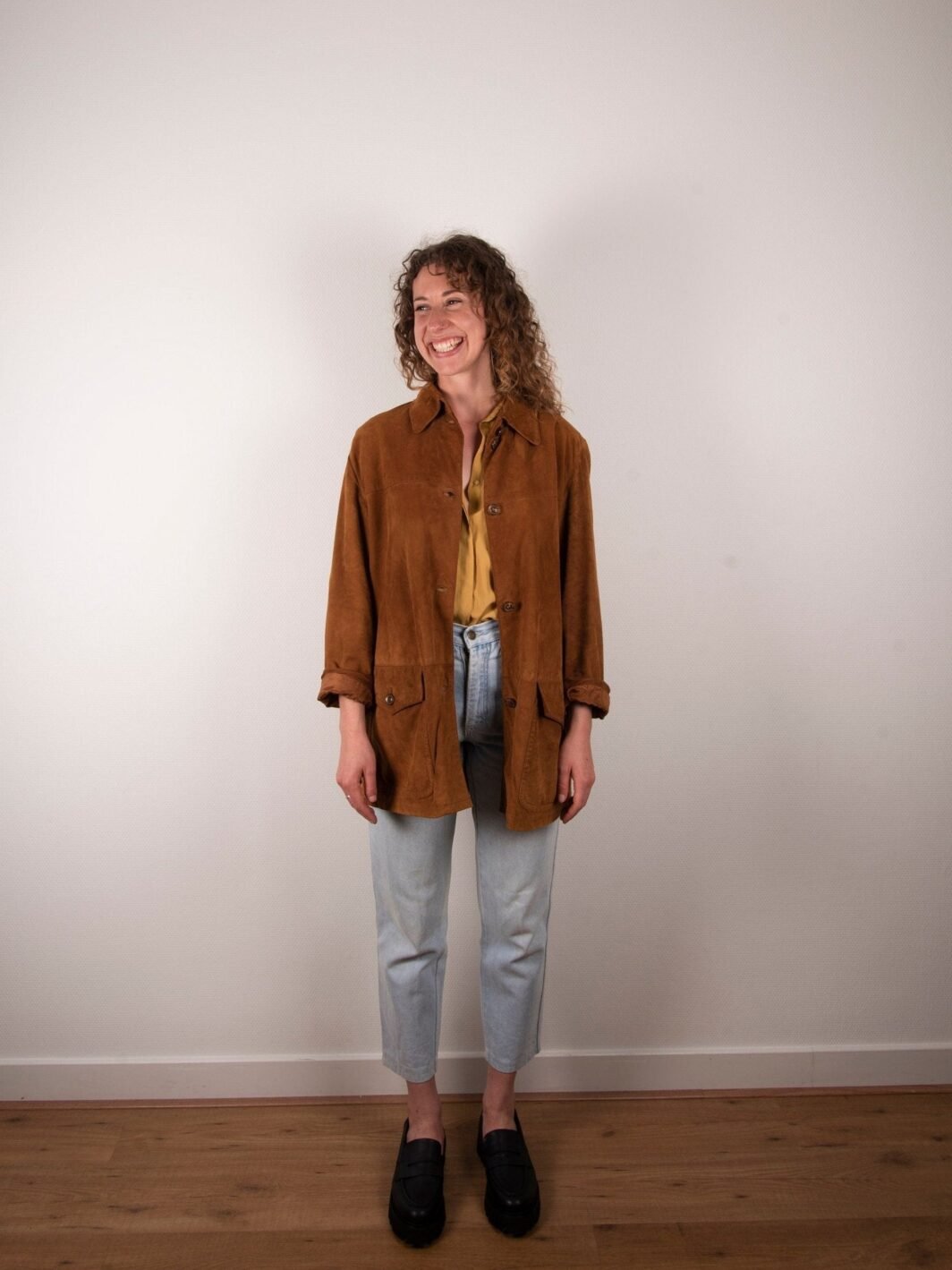 Gorgeous Brown Suede Vintage 80s Leather Jacket | Capsule Wardrobe Addition | Made In Italy | Oversized Jacket | Size M