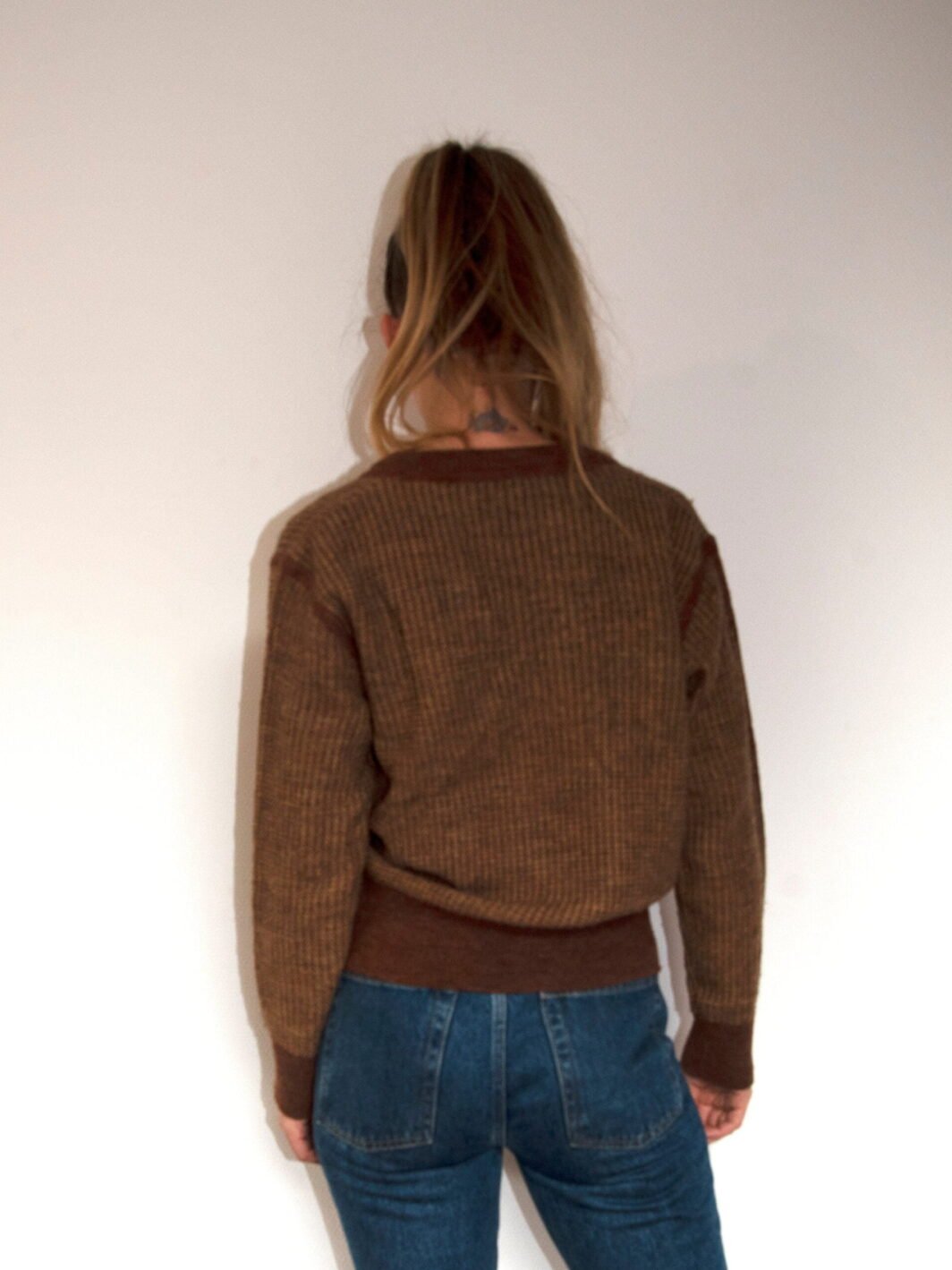 Vintage 1970s Brown Wool V-neck Sweater | Capsule Wardrobe | Fall Winter Knitwear | Vintage Knitwear | Size M