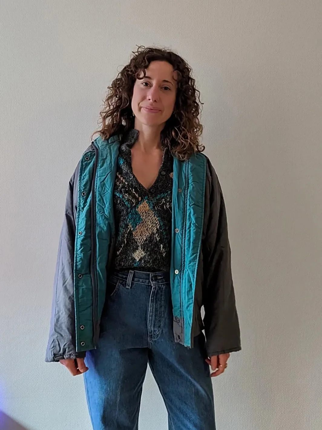 Vintage 80s Cinched Bomber-Style Jacket | Bright Blue Accents