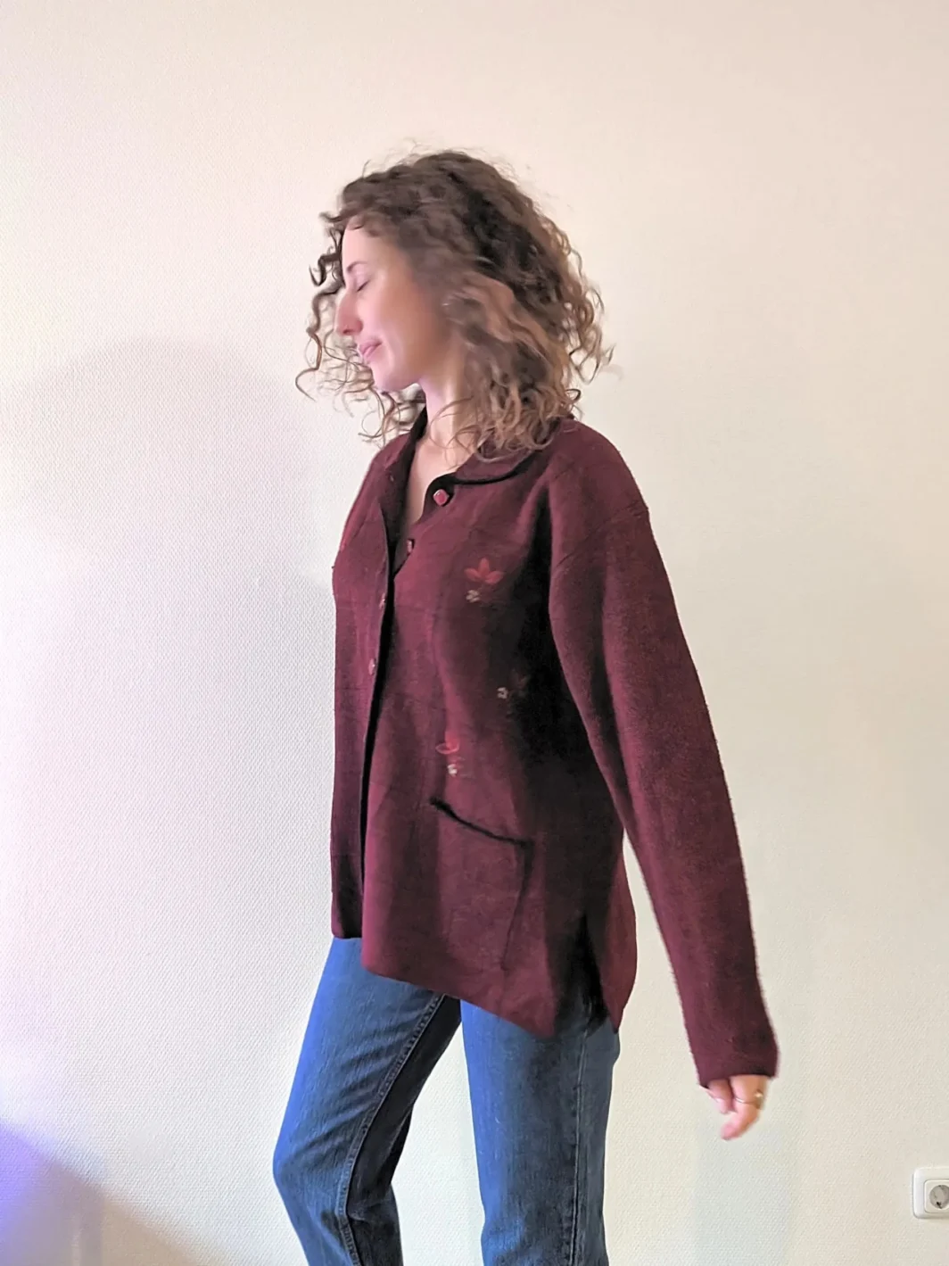 Early '90s Wool-Acrylic Sweater | L | Glitter Button Detail | Versatile Wear