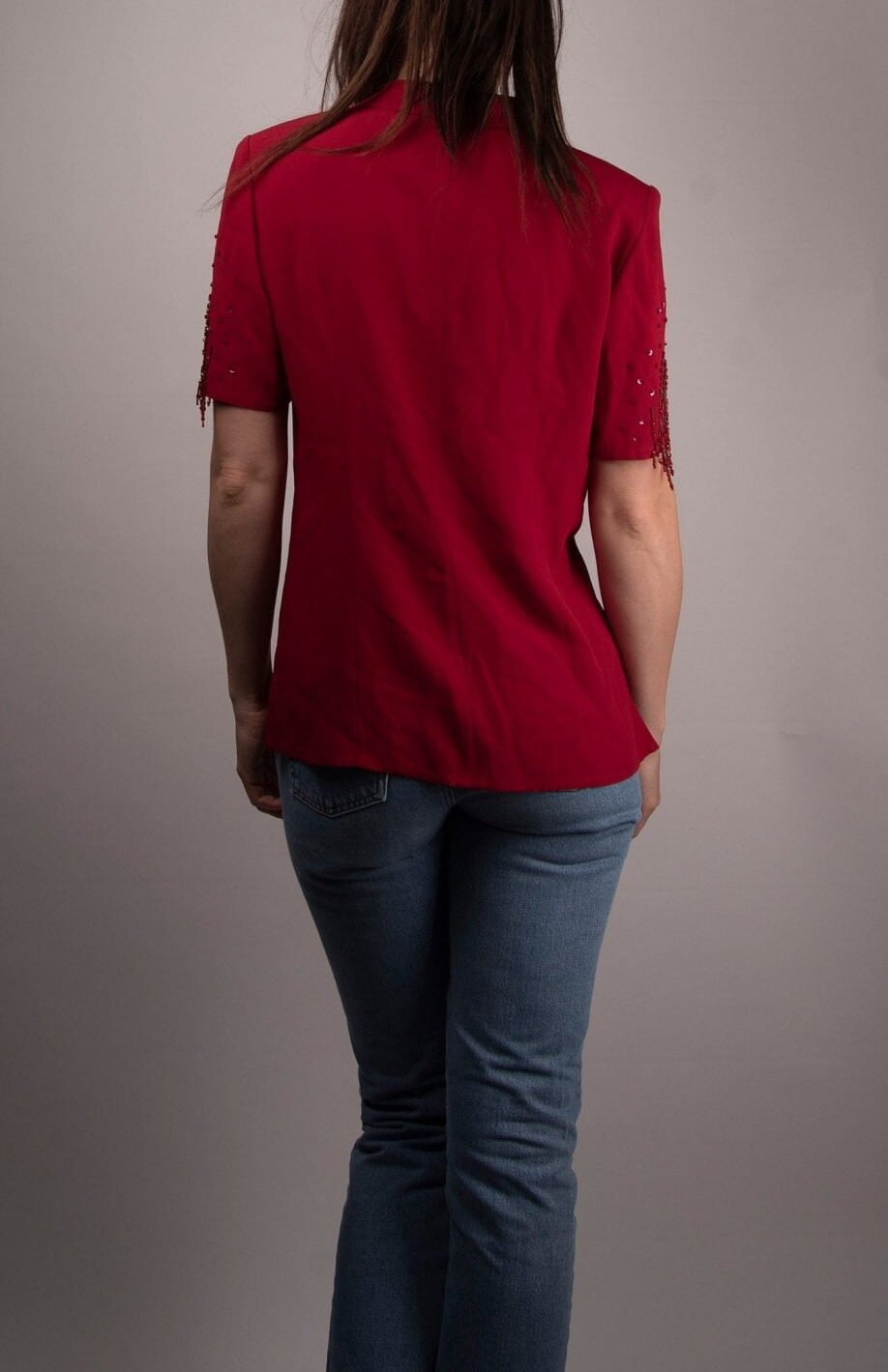 Vintage 1980s Marta Palmieri Red Top with Embroidery Size 10