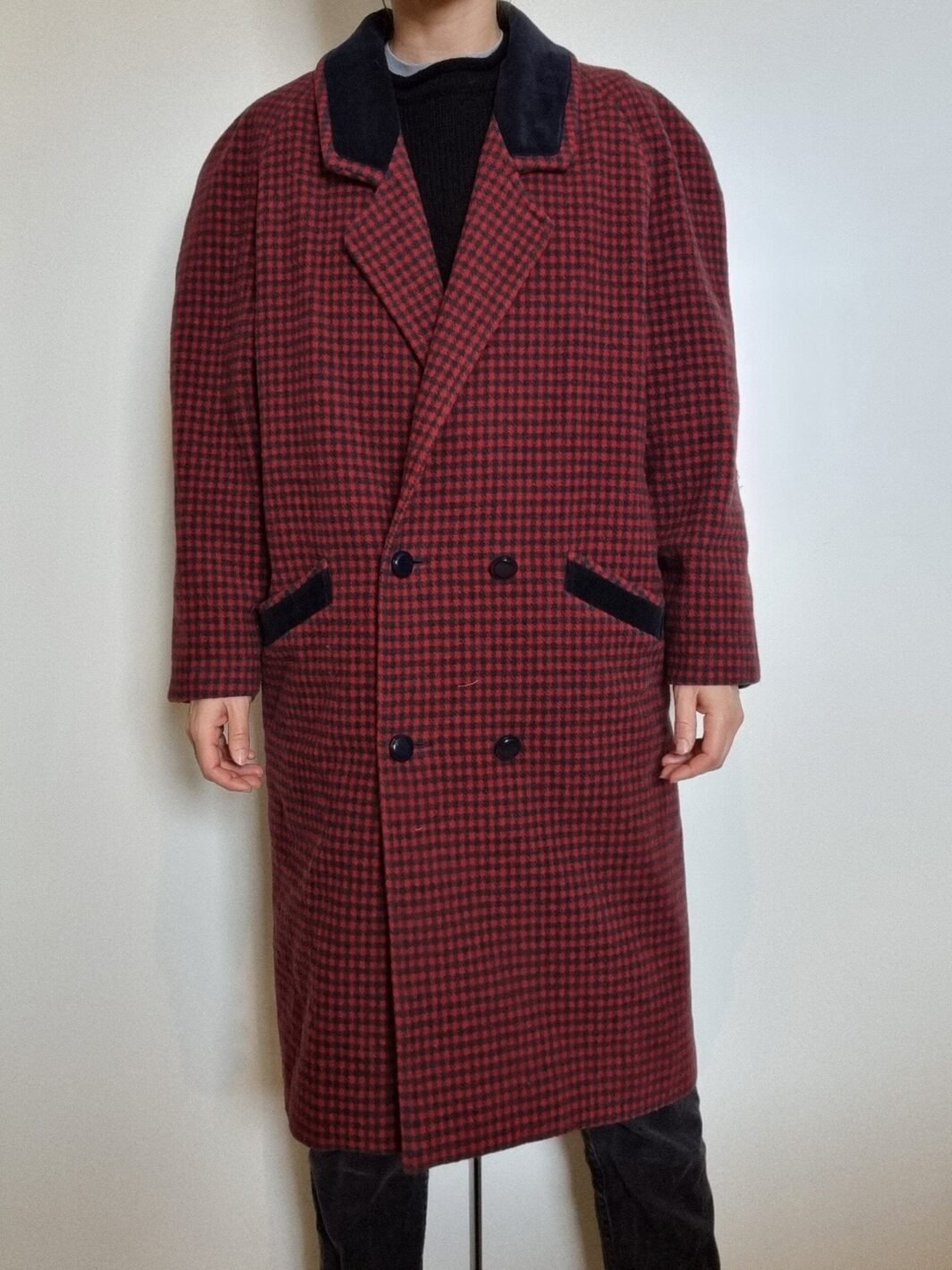 Vintage 1980s Martelli Red Wool Plaid Wintercoat Size 12