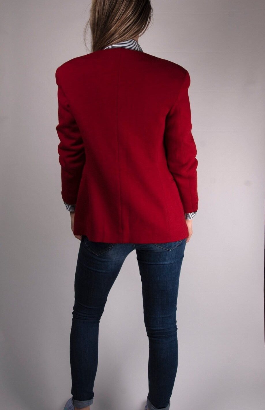 Vintage 1990s Wool Easy Mondrian Red Blazer Size 8